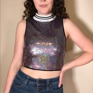 Sequin Sporty Crop Top